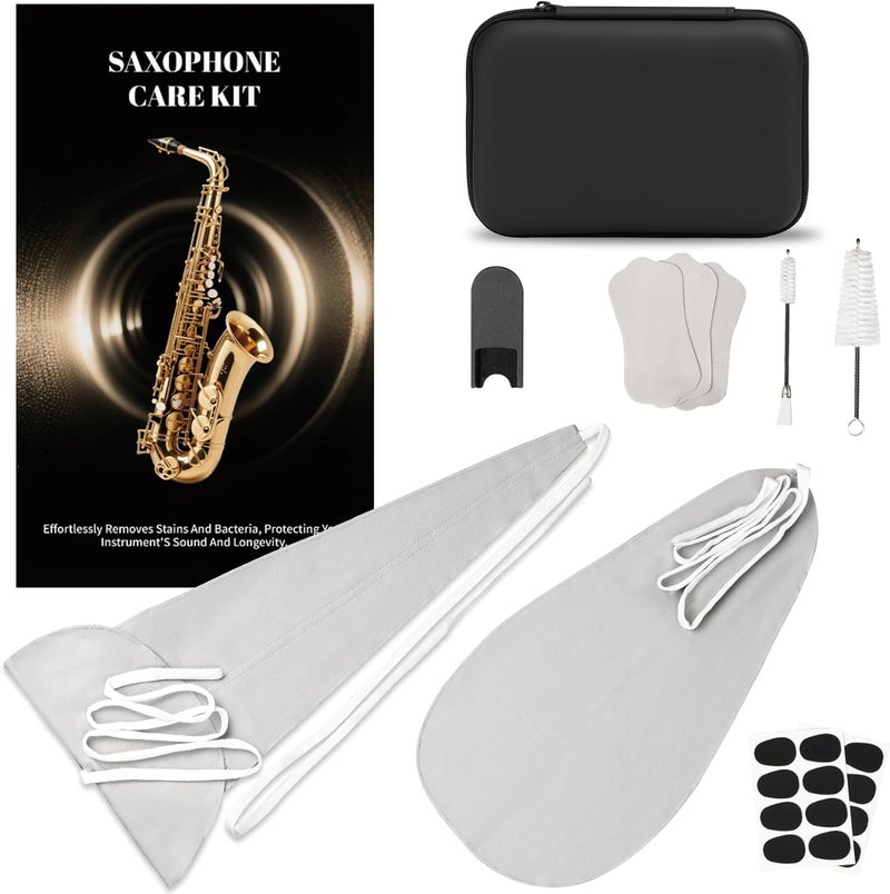 Ancable Alto Saxophone Cleaning Set, 2-Pack Microfiber Clean Polish Cloths for Musicians and Students Musical Instrument Cleaning Tool Set for Enhance Shine, Improve Sound - Image 1